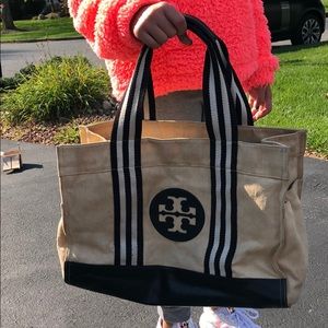 Tory Burch Canvas & Leather Tote